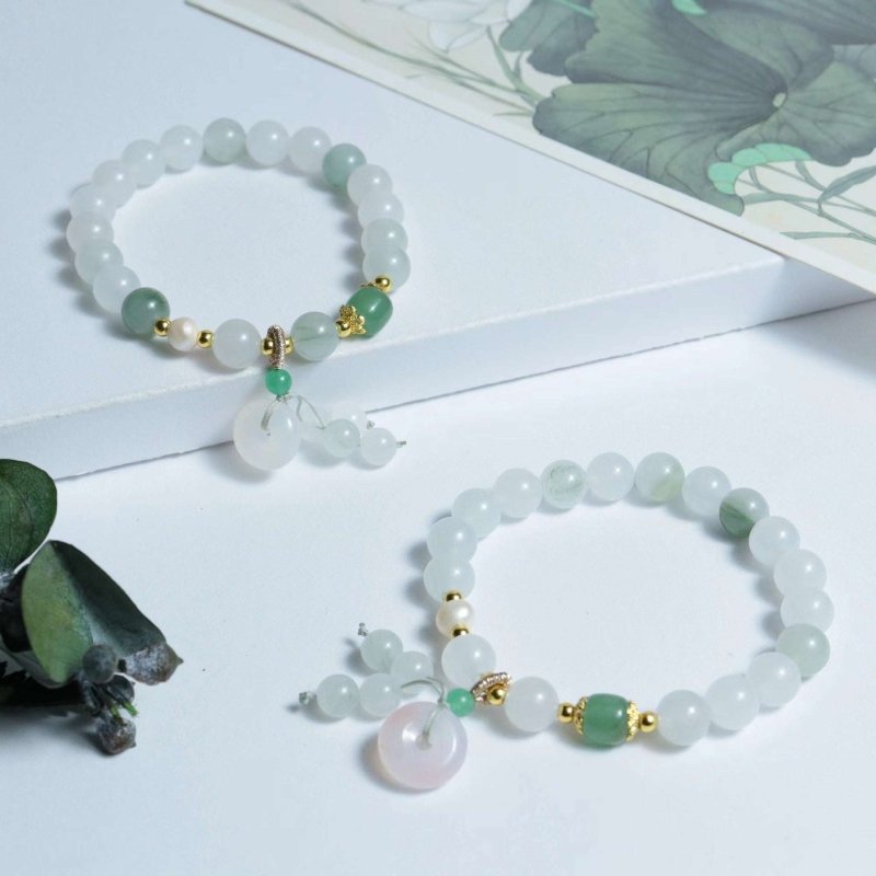 Xinjiang Gold-Silk Jade Multi-Wrap Bracelet — Stackable Layers with Pendant Charms Tibet Art