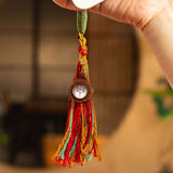 Hand-Painted Thangka Tassel Charm — Bag & Key Pendant with Tibetan Guardian Figures Tibet Art