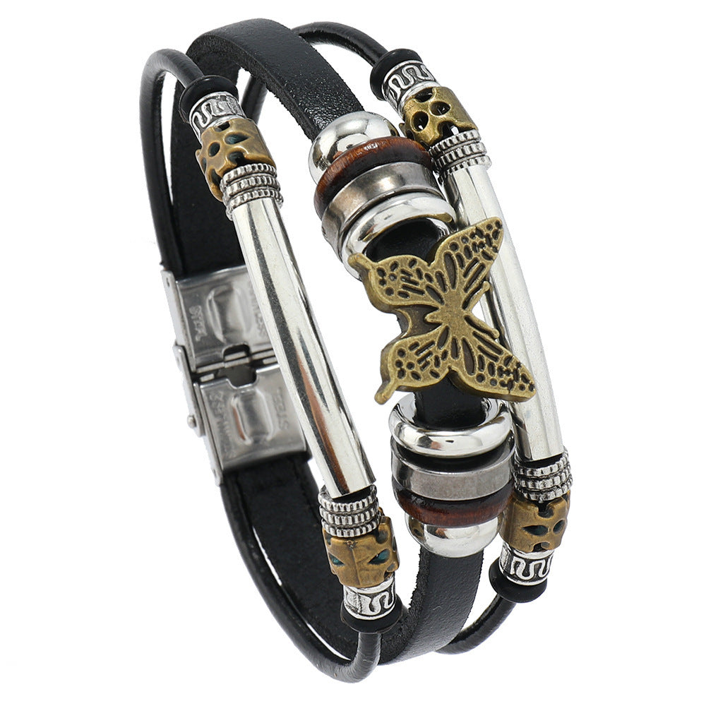 Vintage Leather Talisman Bracelet