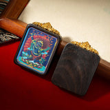 Tibetan Tsa-Tsa Thangka Pendant — Hand-Painted Deity Box Necklace Tibet Art