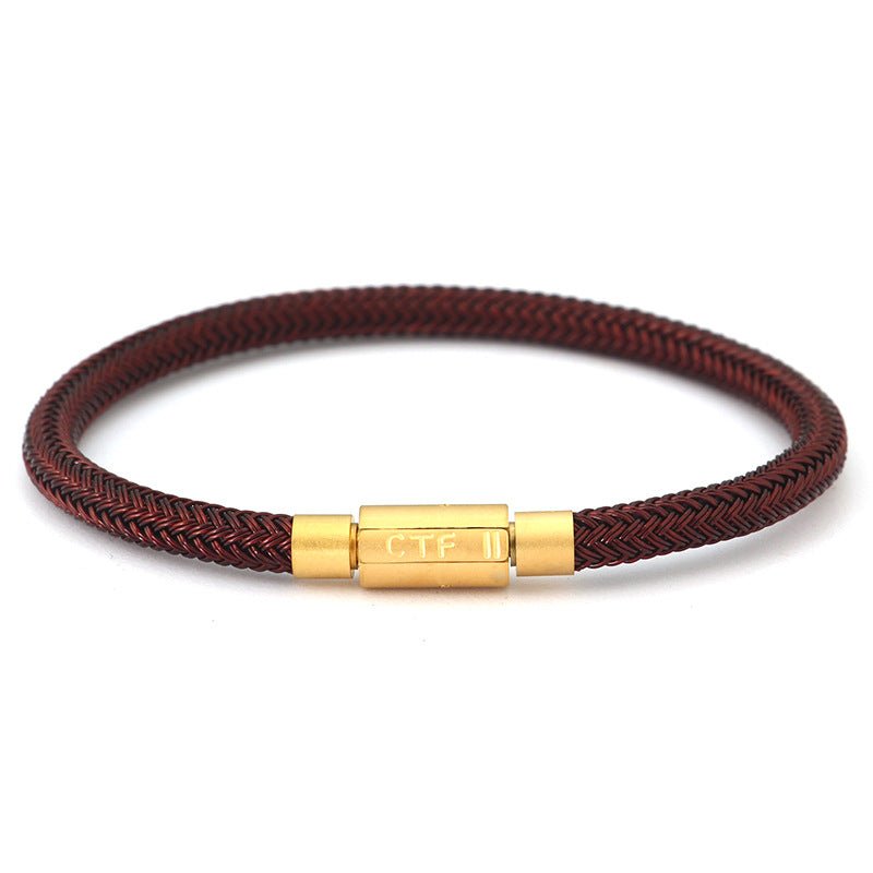 5mm Lucky Bead Cord Bracelet — Adjustable Leather & Steel Wire Base for Fortune Beads - 5mm Red Leather CordTibet Art