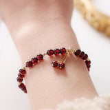 Three - Bead Garnet Bracelet — Minimal Natural Stone Stack for Everyday Wear - Tibet Art
