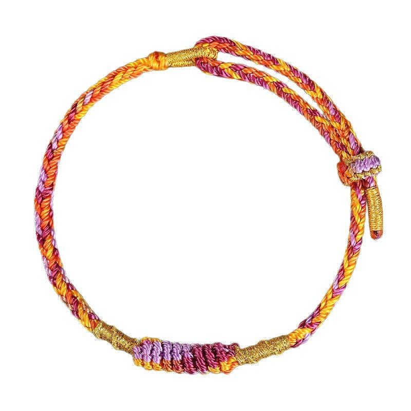 Five - Color Feng Shui Knot Bracelet — Traditional Lucky Rope Charm for Protection & Good Fortune - Teal & PurpleTibet Art