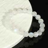 White Moonstone Bracelet — Ice-Grade Natural Stone, Choose Your Bead Size Tibet Art