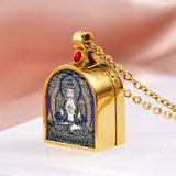 Tibetan Ghau Locket Necklace — Opening Shrine Pendant with Thangka Deity Art Tibet Art