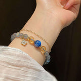 Moonstone & Kyanite Natural Crystal Bead Bracelet — 6–7mm Single Strand Tibet Art