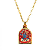 Tibetan Ghau Locket Necklace — Opening Shrine Pendant with Thangka Deity Art Tibet Art
