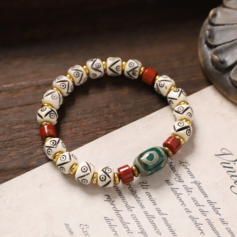 White Yak Bone Dzi Guardian Bracelet