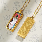 Tibetan Hand-Painted Thangka Pendant — Titanium Steel Frame with Chain, 14 Designs Tibet Art