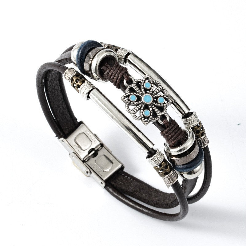 Vintage Leather Talisman Bracelet