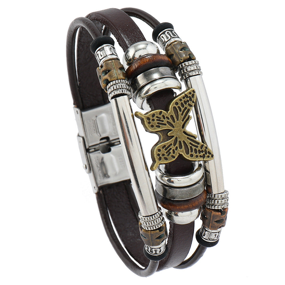 Vintage Leather Talisman Bracelet