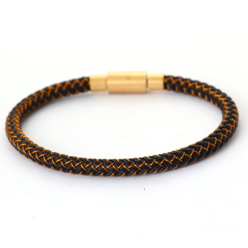 5mm Lucky Bead Cord Bracelet — Adjustable Leather & Steel Wire Base for Fortune Beads - 5mm Black & Gold Steel WireTibet Art