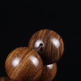 Golden Silk Sandalwood Mala Bracelet — Natural Wood Beads with Carved Blessing Pendant Tibet Art