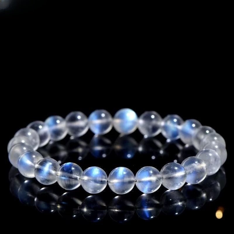 Natural Blue Moonstone Bracelet 8mm — Collector-Grade Crystal with Ice-Clear Glow Tibet Art