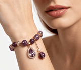 Purple Water Drop Pendant Bracelet — Amethyst Color Crystal Charm Bangle Tibet Art