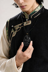 black-obsidian-buddhist-figure-necklace-model-a-outfit-a-fashion-02