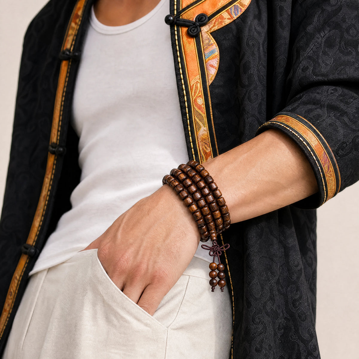 black-rosewood-108-mala-bracelet-barrel-apple-model-a-outfit-a-fashion-03