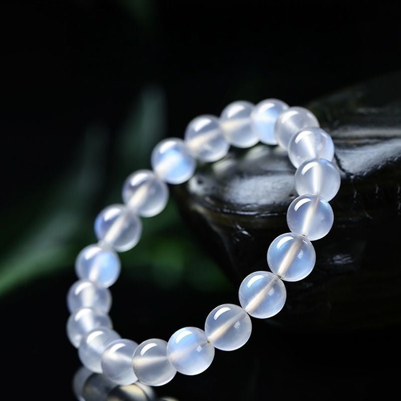 Natural Blue Moonstone Bracelet 8mm — Collector-Grade Crystal with Ice-Clear Glow Tibet Art
