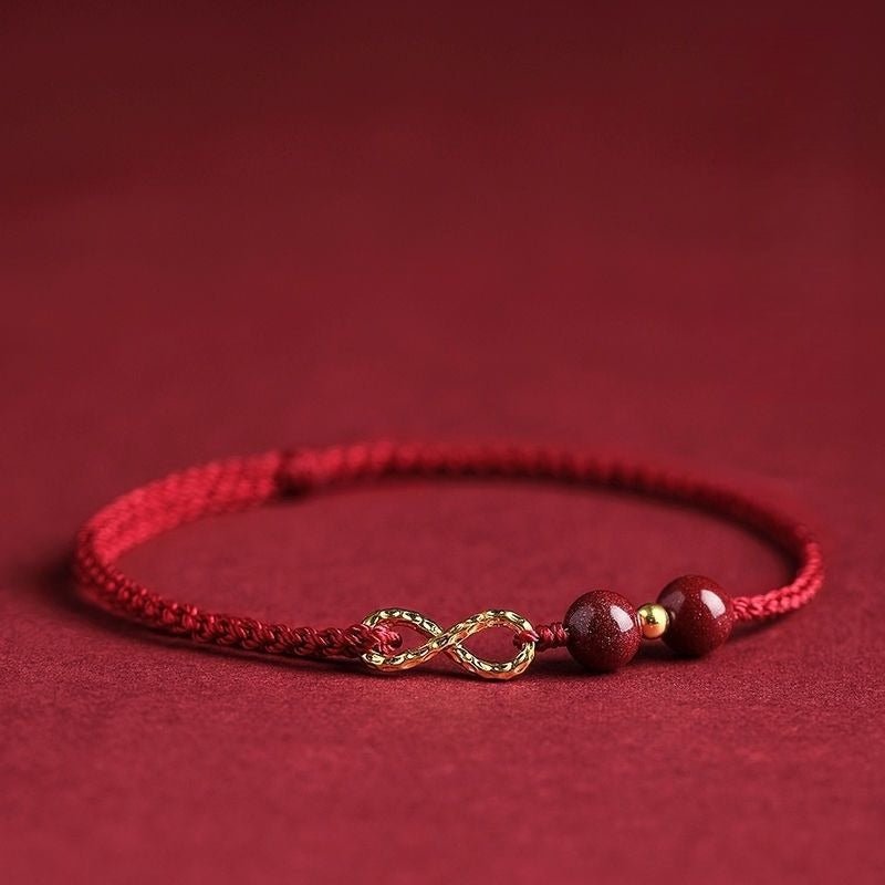 Red Rope Cinnabar Bead Bracelet — Knotted Lucky Charm for Prosperity & Protection - Joy RedTibet Art