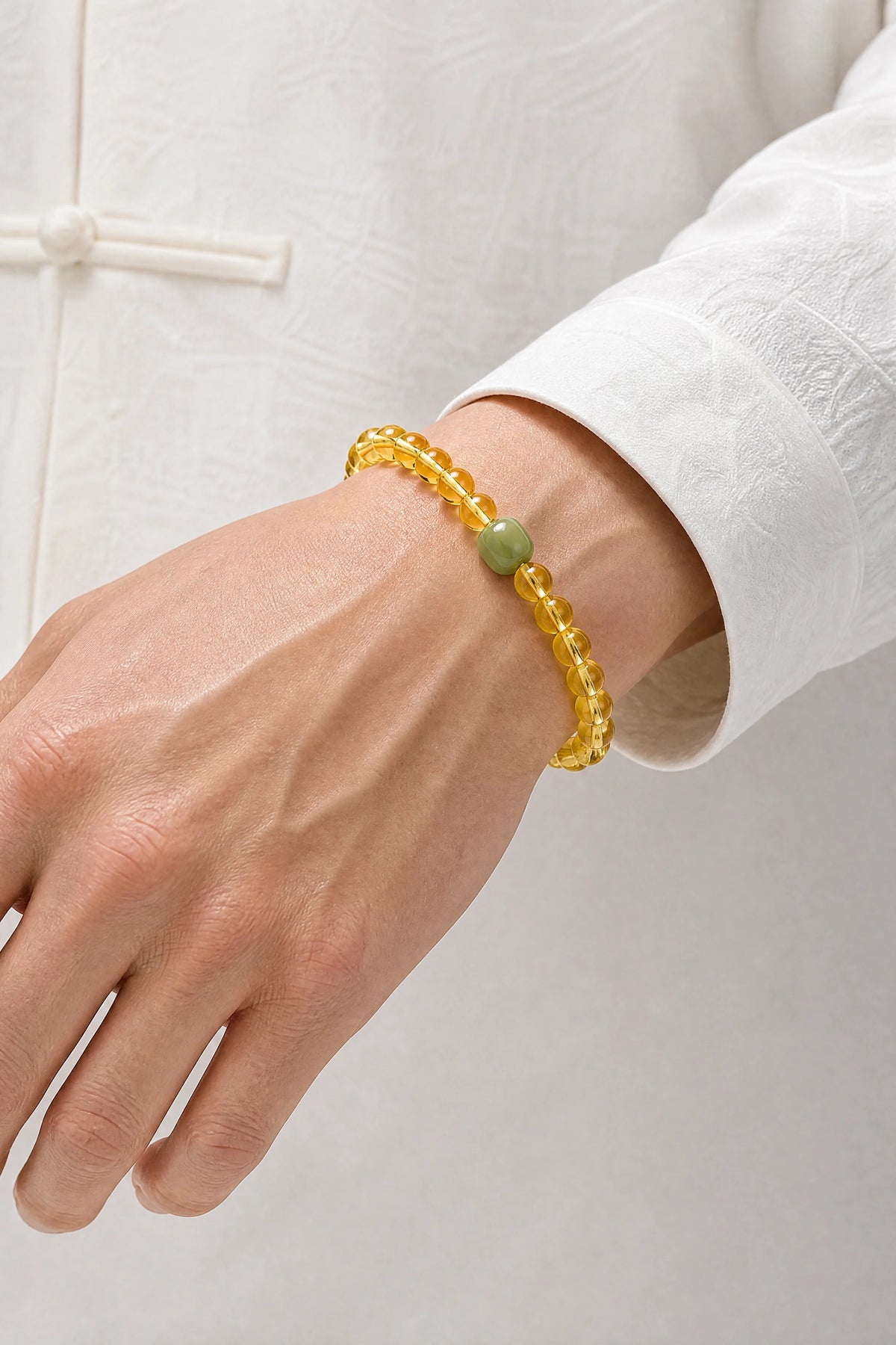 citrine-green-jade-focal-bracelet-model-a-outfit-a-closeup-01