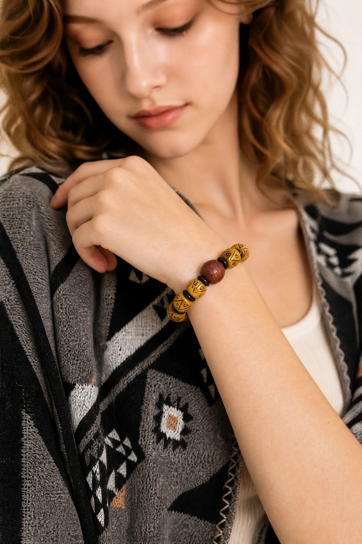 coffee-brown-yak-bone-bracelet-model-b-outfit-b-fashion-03