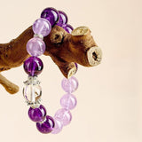 Uruguayan Amethyst Bracelet — Deep Violet Natural Stone Bead Tibet Art