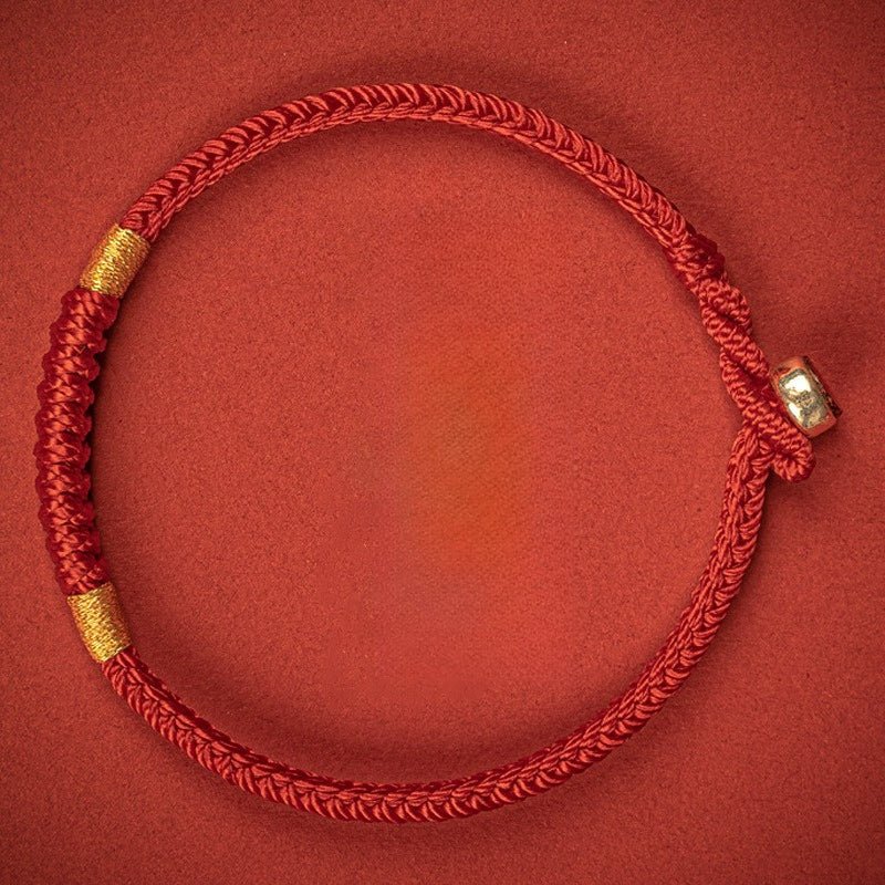 Vajra Knot Red String Bracelet — Handwoven with Silver Clasp, Multiple Sizes - Silver - Plated Alloy Clasp15CMTibet Art