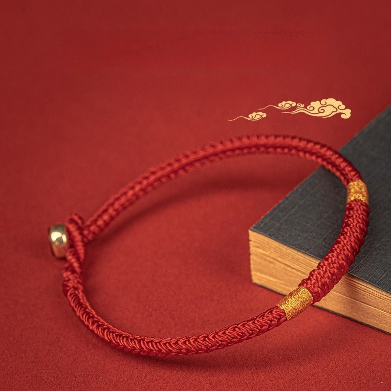 Vajra Knot Red String Bracelet — Handwoven with Silver Clasp, Multiple Sizes - Silver - Plated Alloy Clasp15CMTibet Art