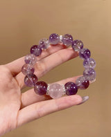 Nine Purple Fire Amethyst Bracelet — Feng Shui Lucky Crystal for Wealth & Positive Energy Tibet Art