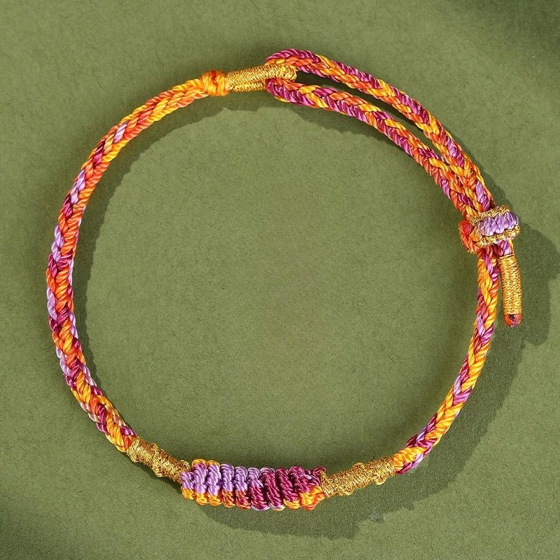 Five - Color Feng Shui Knot Bracelet — Traditional Lucky Rope Charm for Protection & Good Fortune - Yellow & PurpleTibet Art