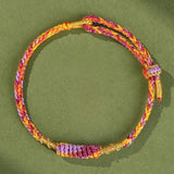 Five - Color Feng Shui Knot Bracelet — Traditional Lucky Rope Charm for Protection & Good Fortune - Yellow & PurpleTibet Art