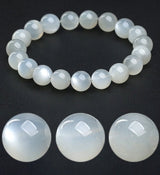 Natural White Moonstone Bead Bracelet — Classic Round Stone for Intuition & Calm Tibet Art