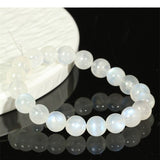White Moonstone Bracelet — Ice-Grade Natural Stone, Choose Your Bead Size Tibet Art
