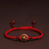 Peachwood Chinese Zodiac Bracelet — Red String Good Luck Charm for Your Sign - RatTibet Art