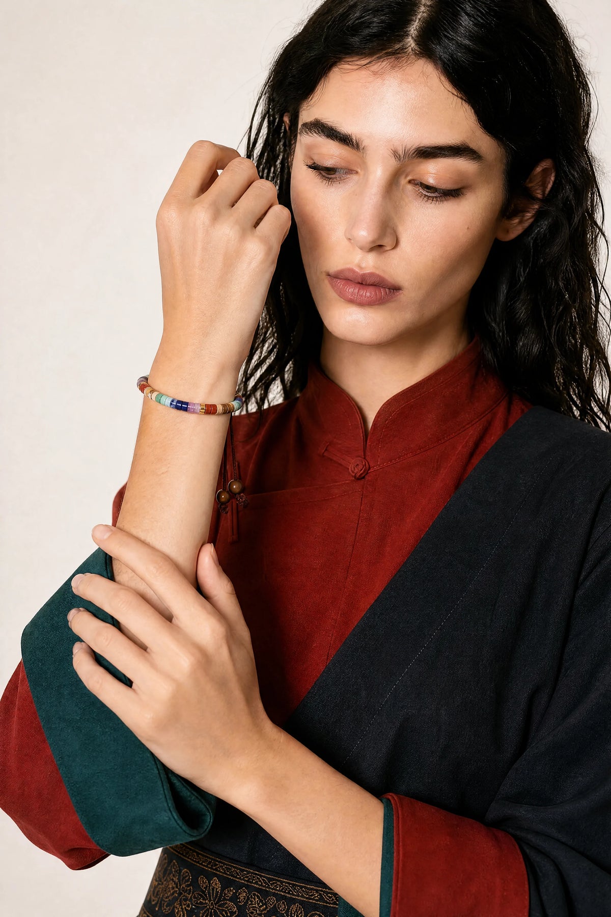 flat-stone-seven-chakra-cord-bracelet-model-b-outfit-b-fashion-03