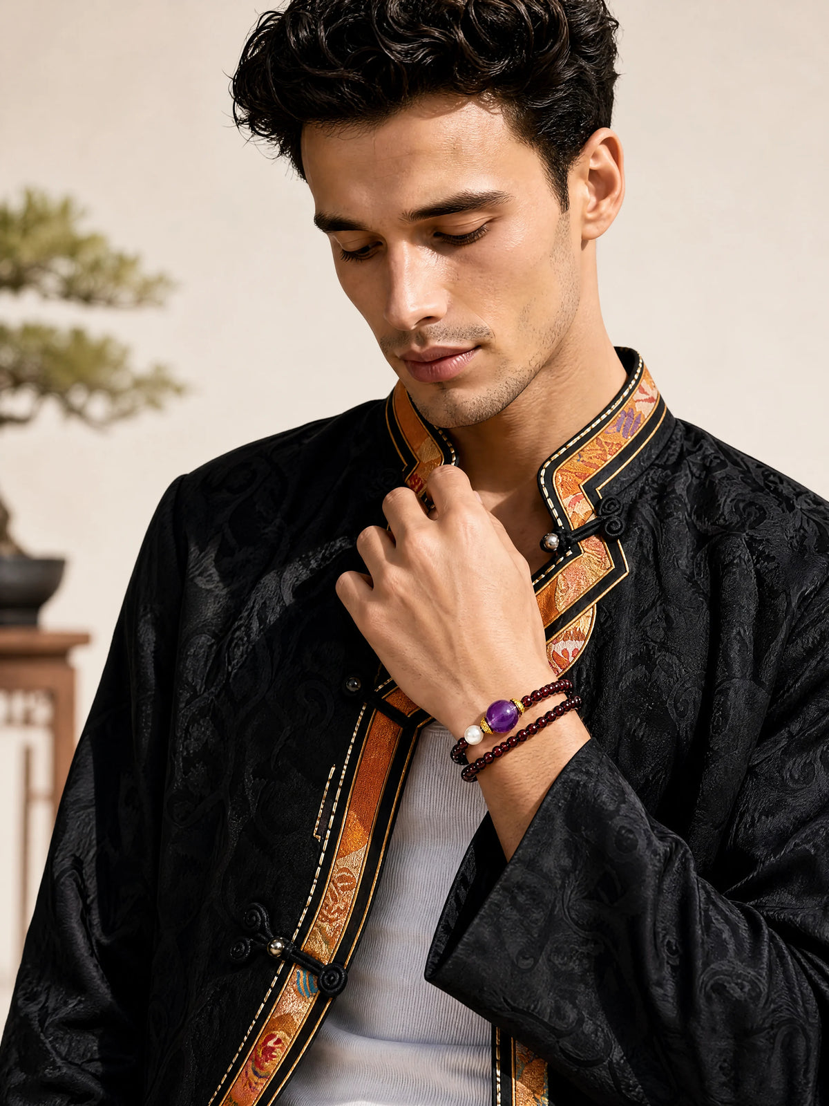 garnet-amethyst-double-wrap-bracelet-model-a-outfit-a-fashion-01