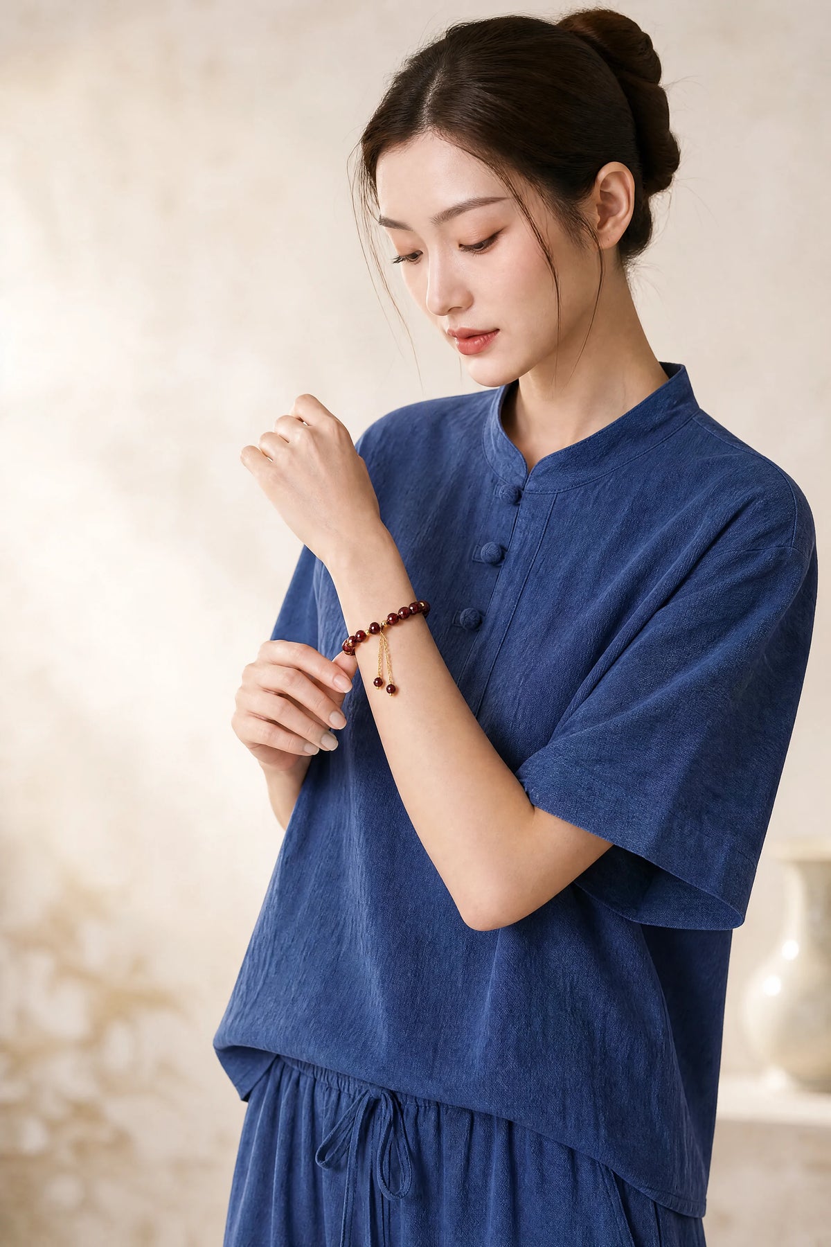 garnet-faceted-double-drop-bracelet-model-b-outfit-b-fashion-02
