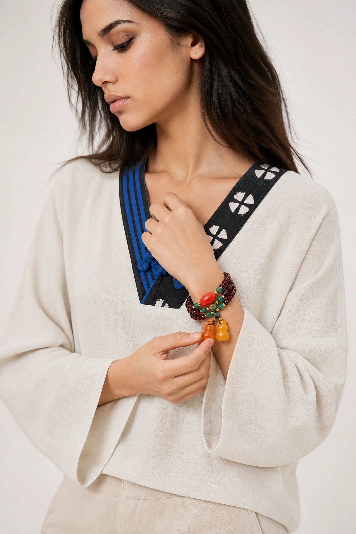 garnet-multi-wrap-double-gourd-bracelet-model-a-outfit-a-fashion-01