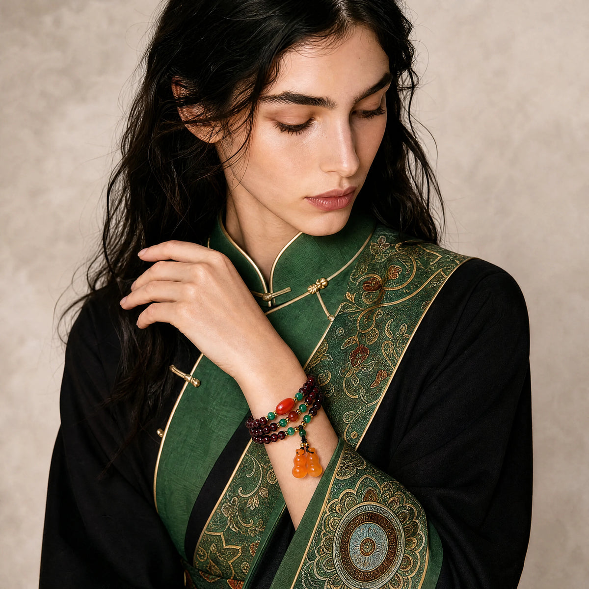 garnet-multi-wrap-double-gourd-bracelet-model-b-outfit-b-fashion-03