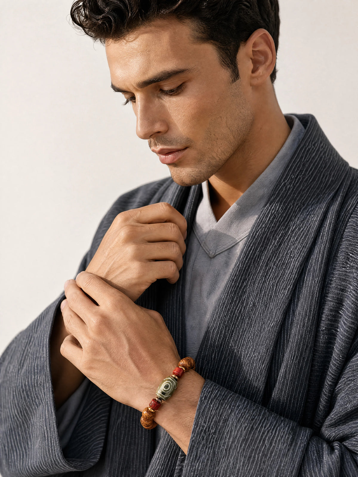 golden-yak-bone-dzi-bracelet-model-a-outfit-a-fashion-02