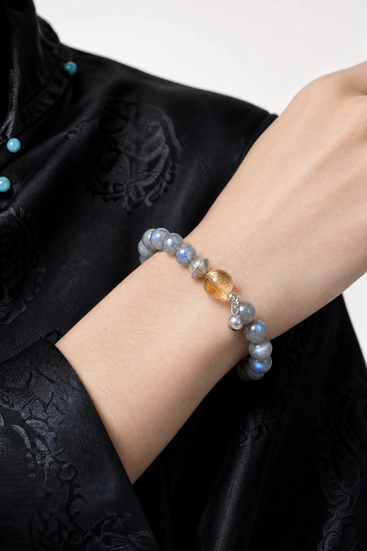 grey-moonstone-citrine-8mm-bracelet-model-a-outfit-a-closeup-01
