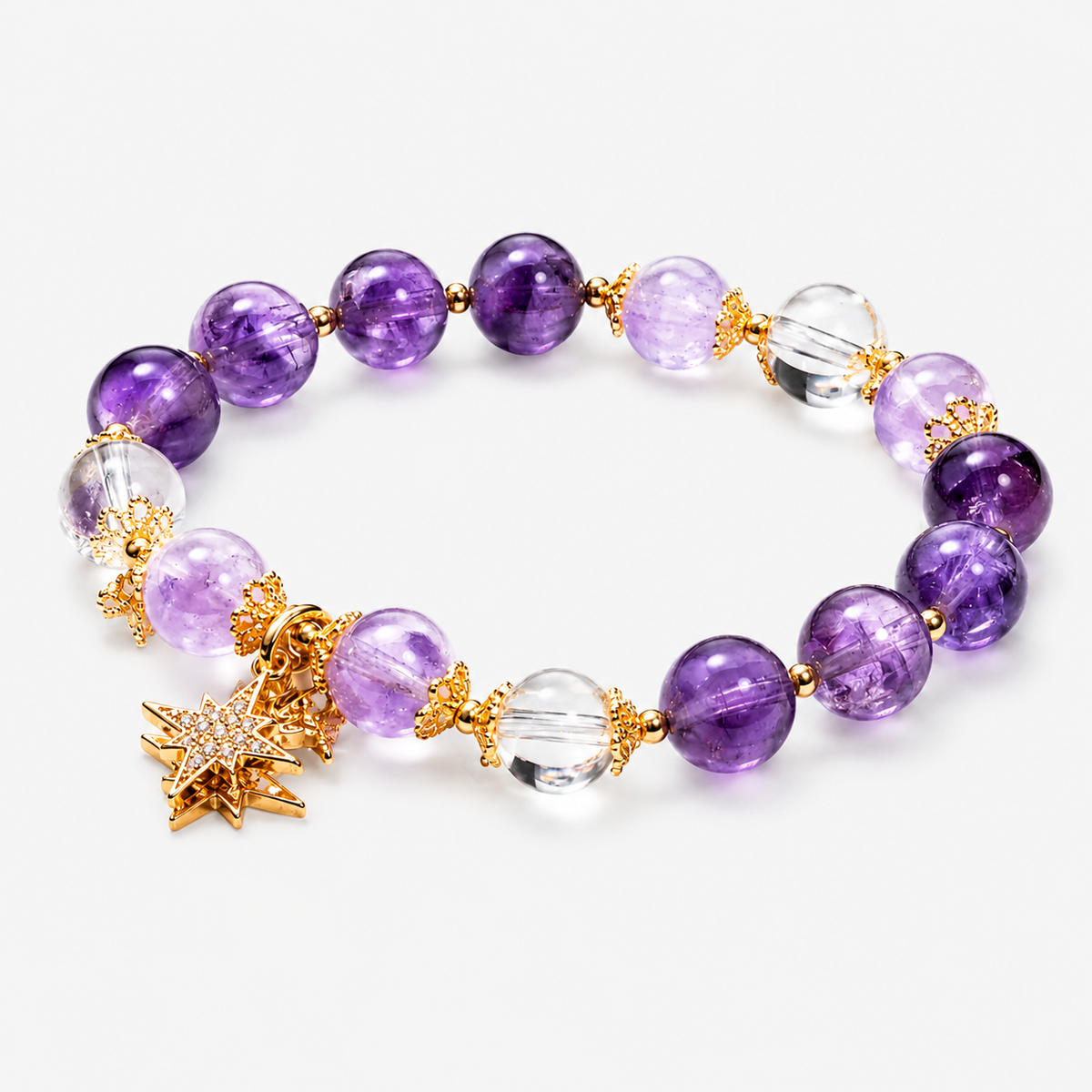 Amethyst Star Charm Bracelet