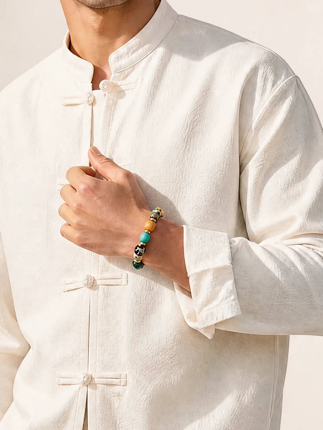 multicolor-yak-bone-treasure-bracelet-10mm-model-a-outfit-a-fashion-03