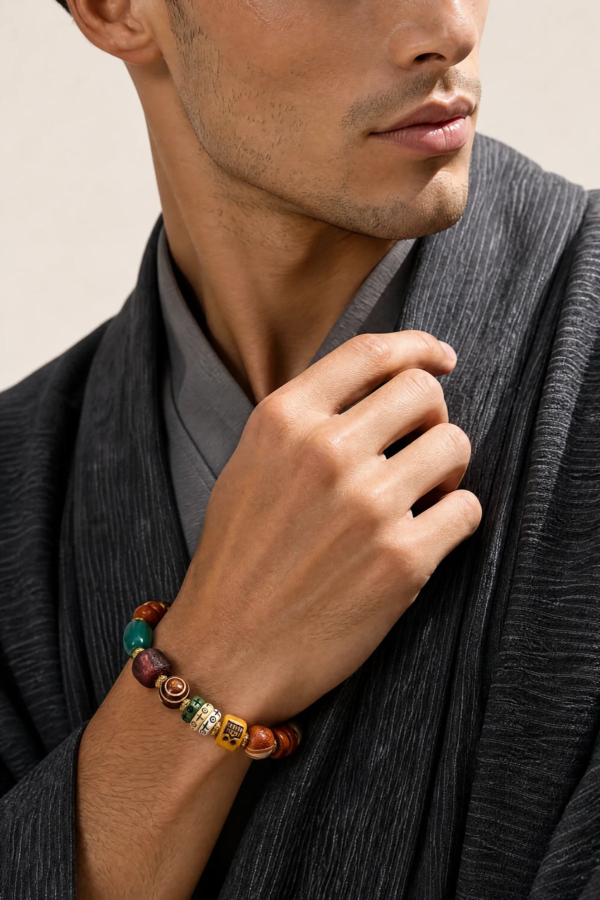 multicolor-yak-bone-treasure-bracelet-14mm-model-a-outfit-a-fashion-02