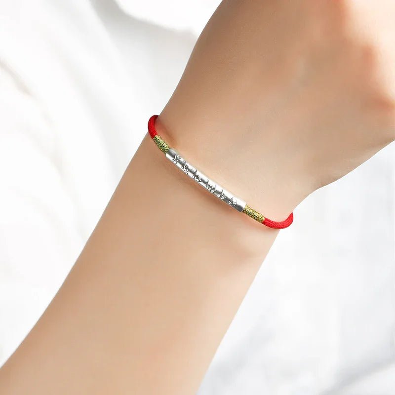 Tibetan Red String Bracelet - Buddhist Mantras Lucky Bracelet - Tibet Art
