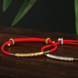 Tibetan Red String Bracelet - Buddhist Mantras Lucky Bracelet - Tibet Art