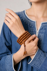 peach-wood-108-bead-mala-bracelet-model-b-outfit-b-fashion-02