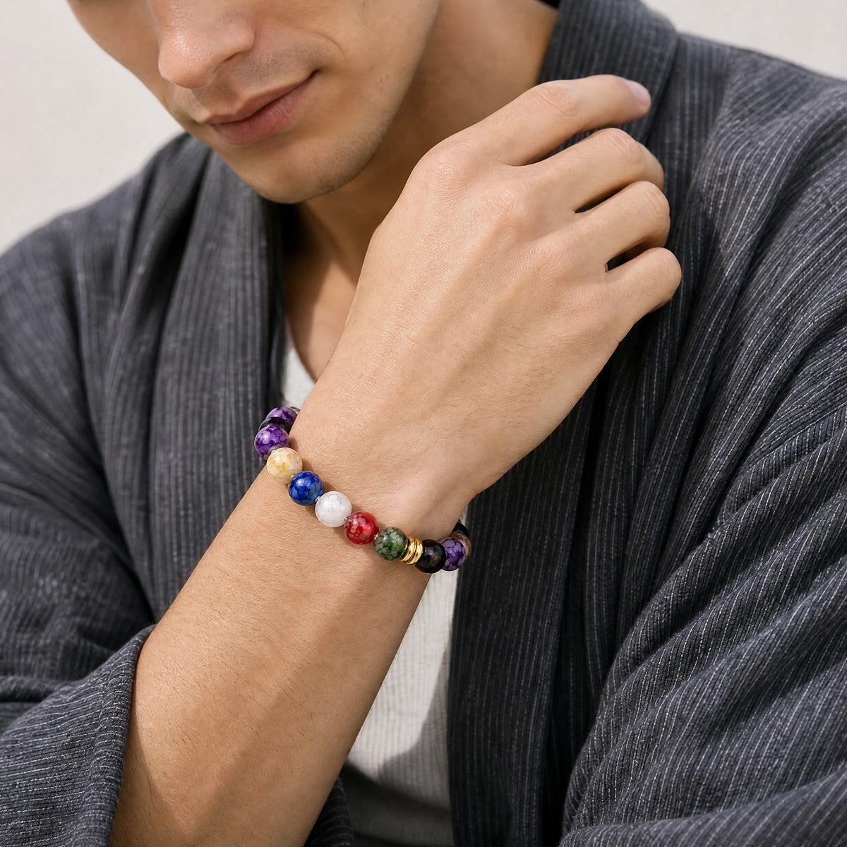 rainbow-resin-8mm-bead-bracelet-model-a-outfit-a-fashion-01
