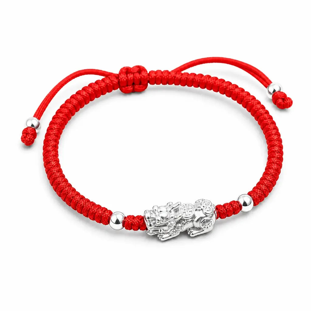 Sterling Silver Pixiu Red String Bracelet