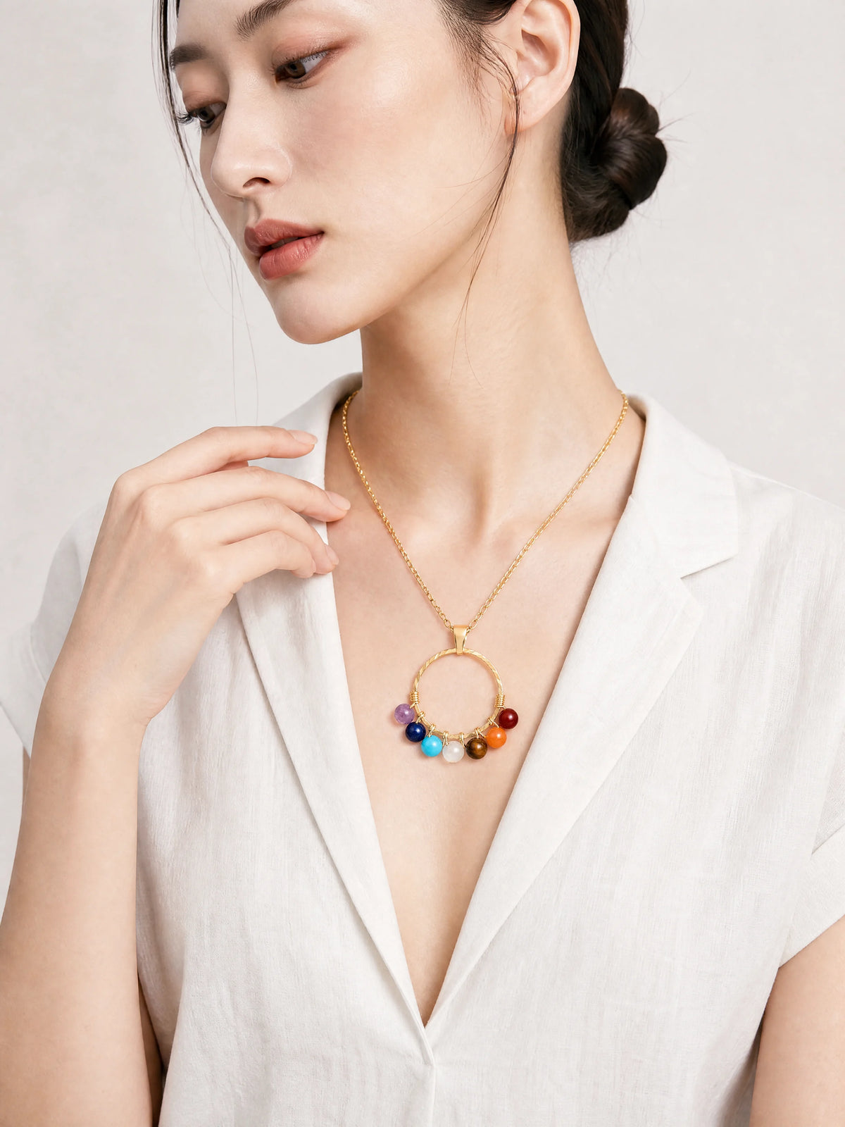 seven-chakra-gemstone-drop-necklace-model-b-outfit-b-fashion-01